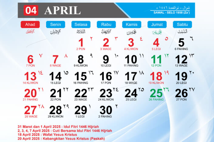 Kalender 2025 Libur Nasional