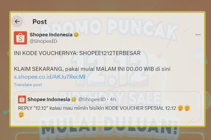 Kode Voucher Shopee 12.12