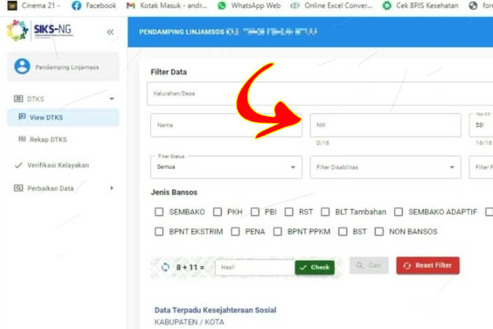 NIK KTP Penerima Bansos PKH