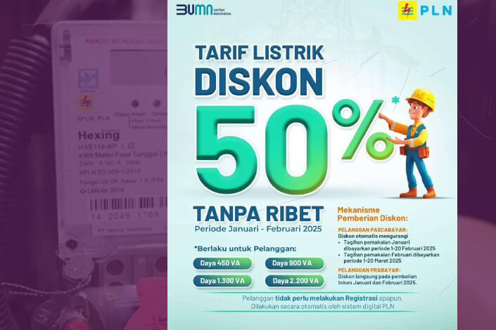 Diskon Tarif Listrik 50 Persen PLN